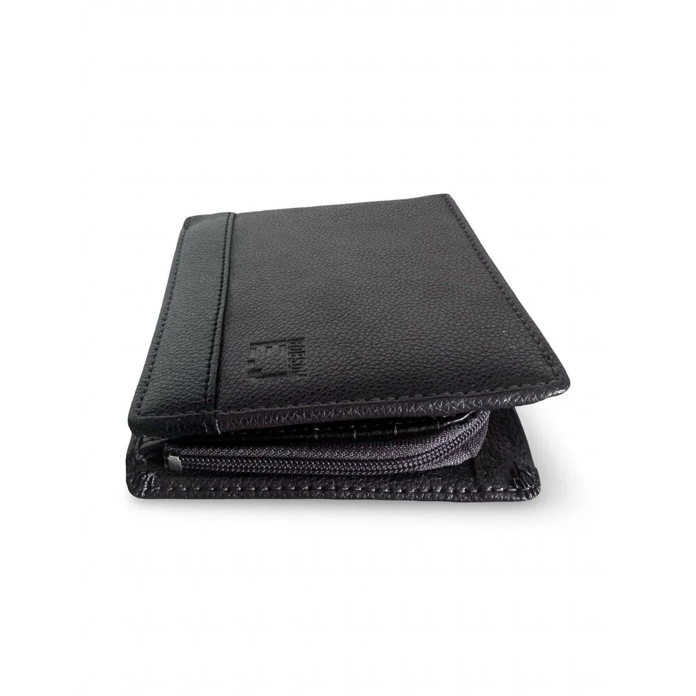 Bobson International Luxury Black Pebbled Leather Bofold mens wallet unused
